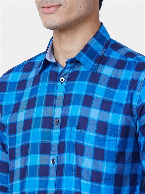 Parx Men Blue Slim Fit Checks Casual Shirt – MyRaymond