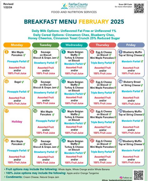 FCPS Food and Nutrition Services | Here are the breakfast & lunch menus ...