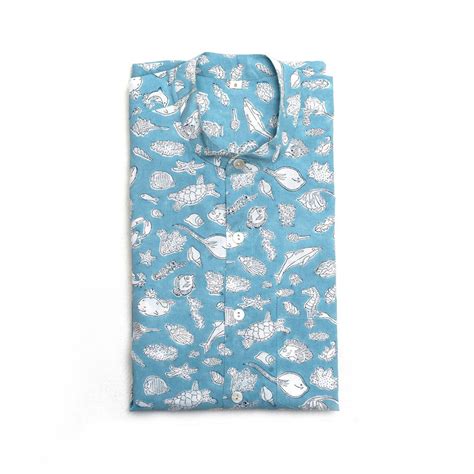 Full Sleeve Indian Hand Block Print Shirt Ocean Design Shirt 100% ...