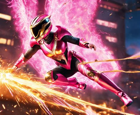 Lexica - Realistic image of the pink power ranger falling down after ...
