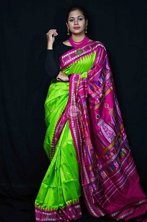 Neon Magenta Sri Mandir Sambalpuri Silk Saree