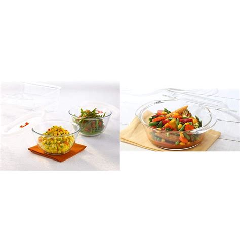 Buy Borosil Glass Mixing & Serving Bowls with Lids, Oven & Microwave ...
