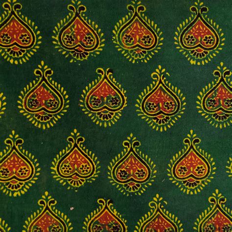 Pure Cotton Ajrak Green With Mehendi Motif Hand Block Print blouse pie ...
