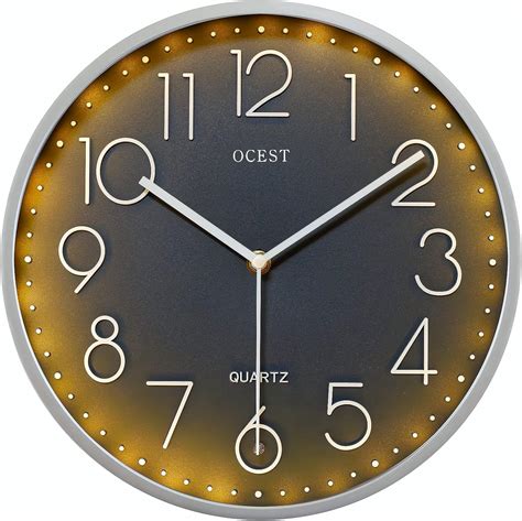 Buy OCEST 12-inch Night Light Wall Clock, Silent Non-Ticking Battery ...