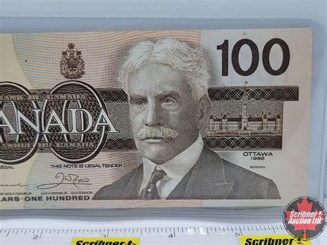 Canada $100 Bill 1988 *Replacement : Thiessen/Crow S/N#AJX3318844 (See ...