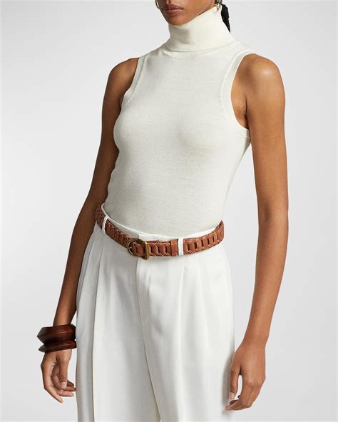 Polo Ralph Lauren Aran Sleeveless Wool-Cashmere Turtleneck Sweater ...