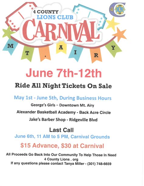 Calendar • 4 County Lions Community Carnival