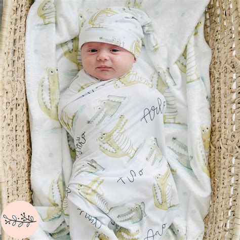 Alligator Personalized Baby Swaddle Blanket- Caiden Designs