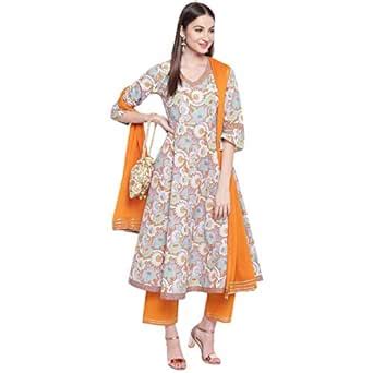 Buy Khushal K Women's Rayon Printed Kurta With Palazzo and Dupatta Set ...