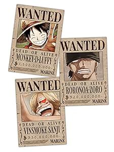 ComicSense.xyz One Piece Anime Wanted Luffy Sanji Zoro Posters - (Set ...