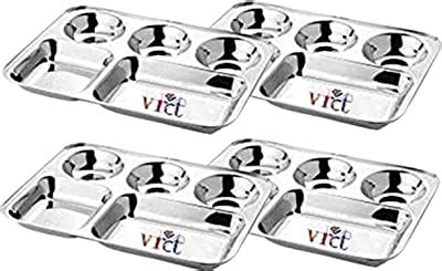 Buy Sharda Metals 5 in 1 Divided Partition Dinner Mess Tray Eating ...