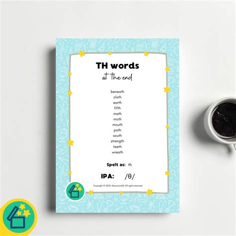 TH Words | Words ending with voiceless TH | Speech Therapy Resources ...