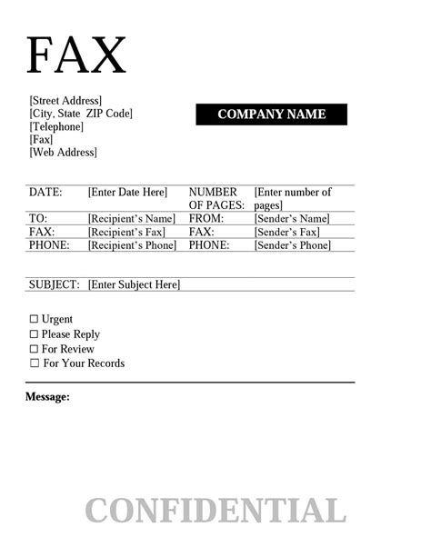 Fax Cover Sheet Template Pdf