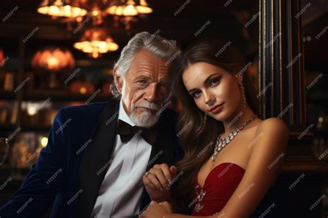Premium AI Image | Rich older man alongside a young lady representing a ...