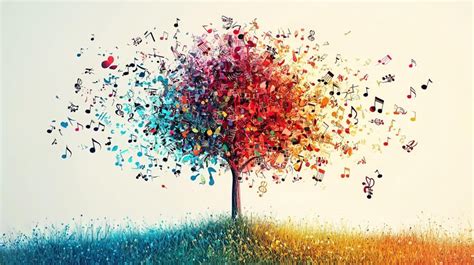 Musical tree of life with dynamic colors and notes | Premium AI ...
