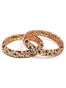 Buy Karatcart Set of 2 Antique Red and Gold Plated Rajwadi Bangles for ...