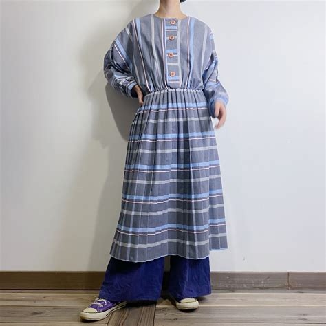 80s gray stripe dress | LEMON