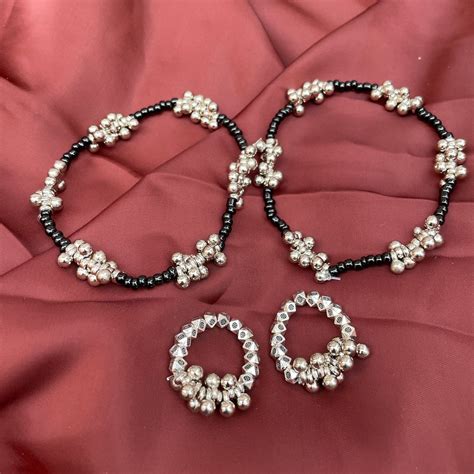 Astonishing Silver Plated Ghungroo Anklet Toe Rings Combo - ABDESIGNS ...