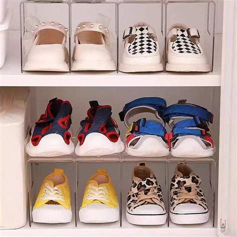 [4 Compartments Visual Shoe Rack], Transparent Acrylic Shoe Rack ...
