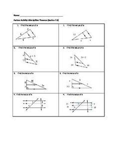 Image result for Side Splitter Theorem Practice Worksheet