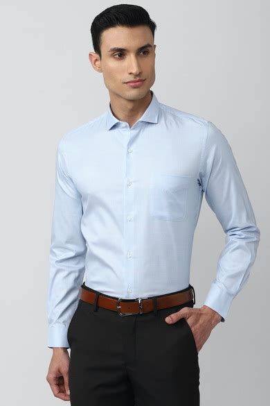 Buy Men Blue Slim Fit Formal Full Sleeves Formal Shirt Online - 801384 ...