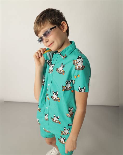 Boys Blue Doggo Print Co-ord Set Shirt