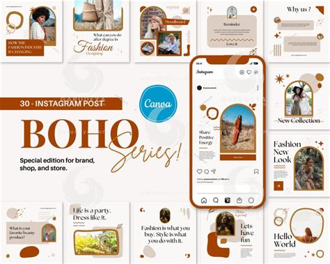 Editable Canva Template - Boho Instagram Post Templates - Fashion Canva ...