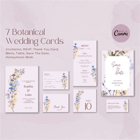 7 Botanical Wedding Cards Template - MasterBundles