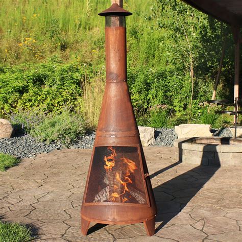 Sunnydaze Rustic Outdoor Wood-Burning Backyard Chiminea Fire Pit, 70 ...