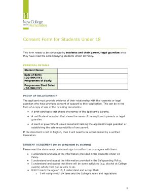Fillable Online 18+ School Consent Form Templates in PDFDOCFreeFree ...