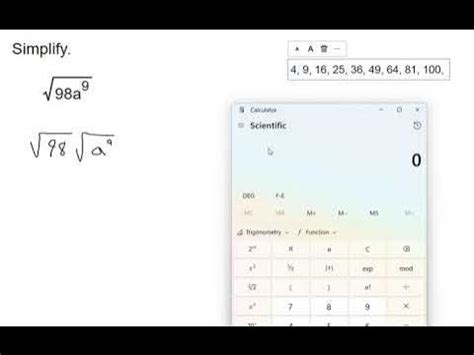 Simplify Square Root of 98 a to the 9th - YouTube