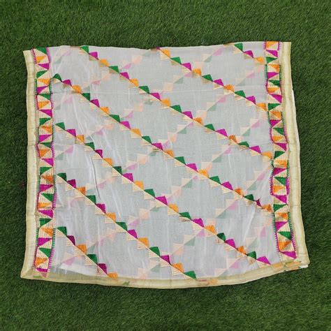 Lightweight Phulkari Chiffon Dupatta - (PE110) - White – Phulari