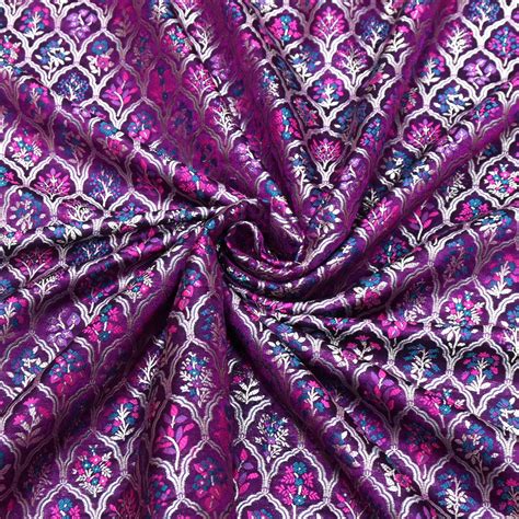 Purple Satin Mina Zari Brocade Fabric – Ramji Sons