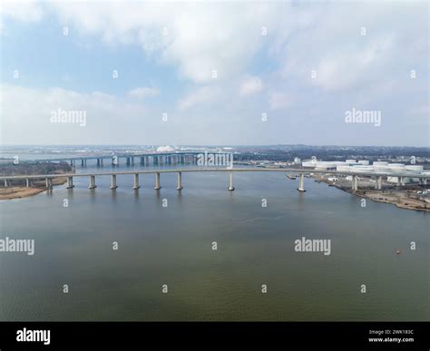 Aerial view of Victory Bridge, a highway bridge in the U.S. state of ...