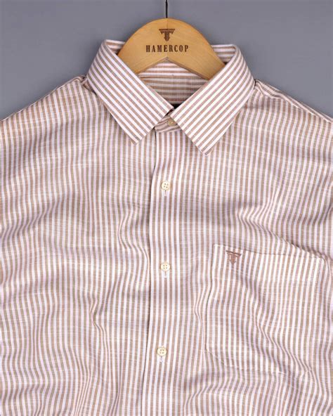 Lifa Cream With White Stripe Linen Cotton Formal Shirt – Hamercop