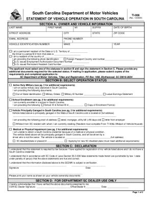 2020-2026 Form SC DMV TI-006 - Fill Out, Sign & Share Online | pdfFiller