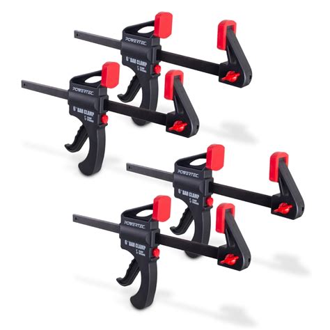 POWERTEC 4PK 6 inch Bar Clamps Quick Release with 12 in. Spreader, Ratcheting Bar Clamp ...