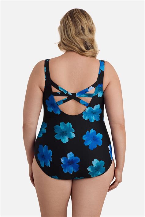 Longitude Plus Size Long Torso Butterfly Back Tank One Piece Tossed Flowers – Longitude Swim