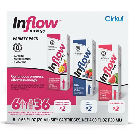 Cirkul Inflow Energy Flavor Cartridge Variety Pack, Drink Mix, 6-Pack ...