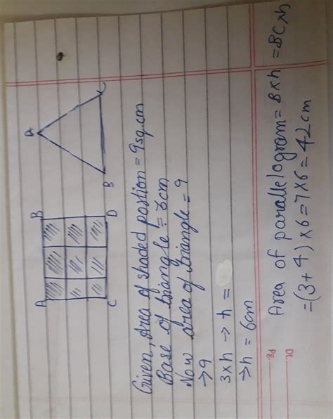 Find the area of the shaded triangle, where AB CD is a parallelogram ...