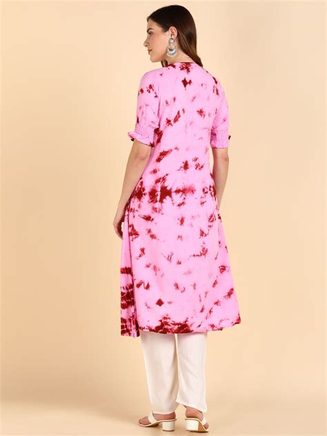 Shibori Tie & Dye A-line Kurta - Pink – VEDANA