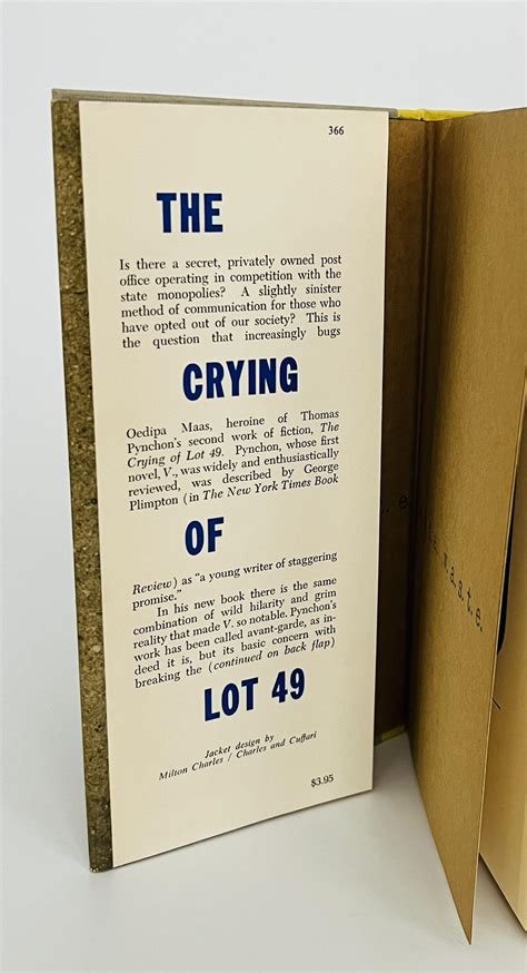 The Crying of Lot 49 by Pynchon, Thomas: Near Fine Hardcover (1965) 1st ...