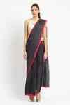 Buy Black Silk, Georgette, Acolyte Embellished Saree With Unstitched ...