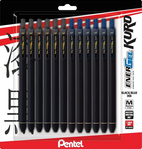 Pentel Energel 0.7 Kuro Gel Pen - L nea Mediana - Paquete de 12 ...