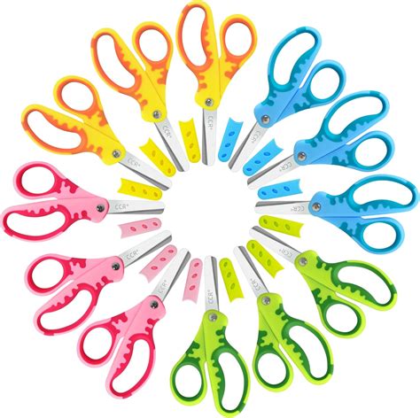 CCR Kids Scissors,Children Safety Scissors with Cover,13.5cm Soft Grip ...