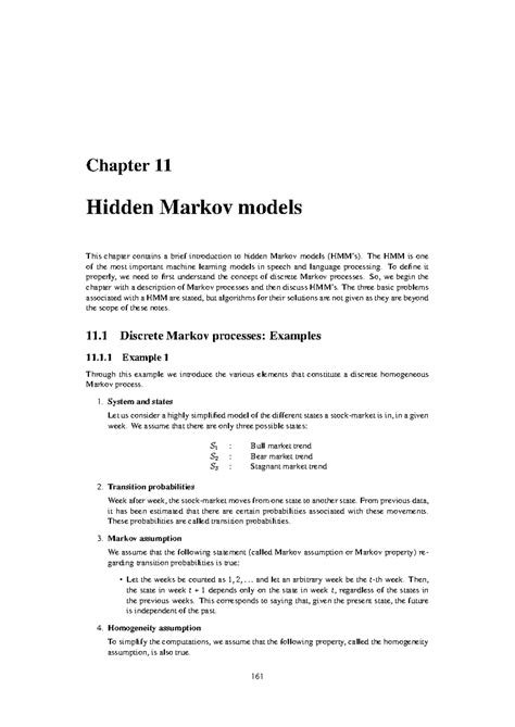 Chapter 11: Hidden Markov Models (HMM) - Study Notes - Studocu
