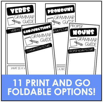 Grammar Practice Projects - Parts of Speech Review Brochures | TPT
