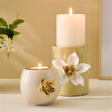 Buy Amara Hana Ceramic Floral Votive Candle Holder from Home Centre at ...
