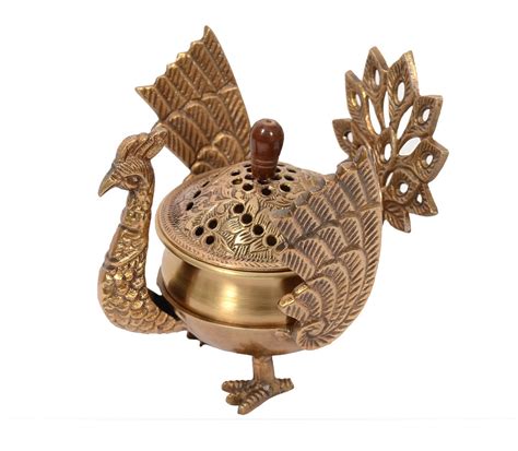 Brass Loban Dhoop Dani with Peacock – Poplibrass
