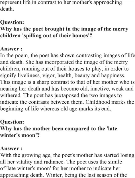 Class 12 English Flamingo Chapter 9 My Mother at Sixtysix Solution